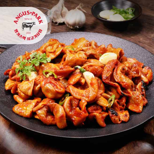 [정육대왕] 200g x 3팩 앵거스박 푸짐한 안주한상 직화곱창 국내산 맛있고 매콤한 불맛 양념돼지곱창, 3개