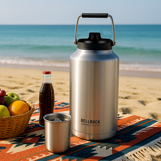 벨락 5.5L 대용량 보냉 보온 스테인레스 워터저그, 스테인레스 실버, 1개