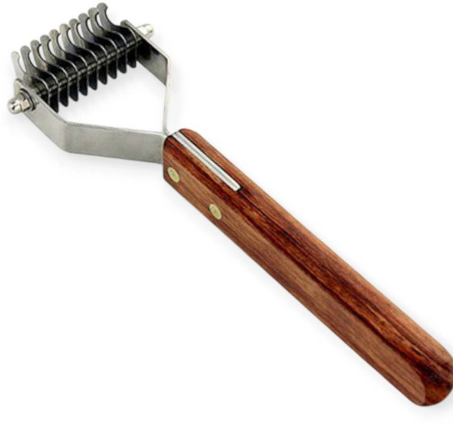 MADAN 마단코트킹 Coat King M110Y 좁은폭 엉킴제거빗 칼빗 대형견털관리 강아지털관리 모량많은견 털관리 고양이 털관리, 나무손잡이, 1개