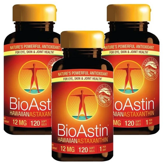 Nutrex Hawaii BioAstin Hawaiian Astaxanthin 뉴트렉스 하와이 바이오아스틴 하와이안 아스타잔틴 12mg 소프트젤, 3개, 60정 - 쿠팡