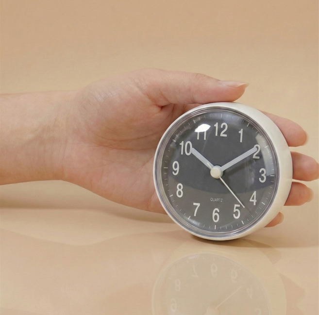 품질 좋고 가심비 뛰어난 / 욕실용 흡착식 저소음 방수 시계 / 욕실에 반드시 필요한 MUST HAVE 아이템, 그레이
