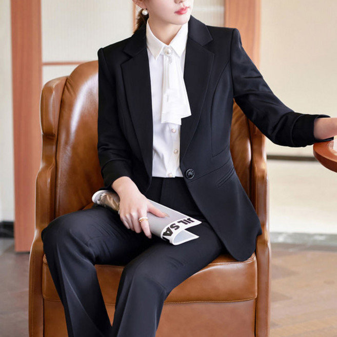 여성용 봄 가을 빅사이즈 오피스룩 작업복 재킷 슬림핏 긴팔 정장 자켓