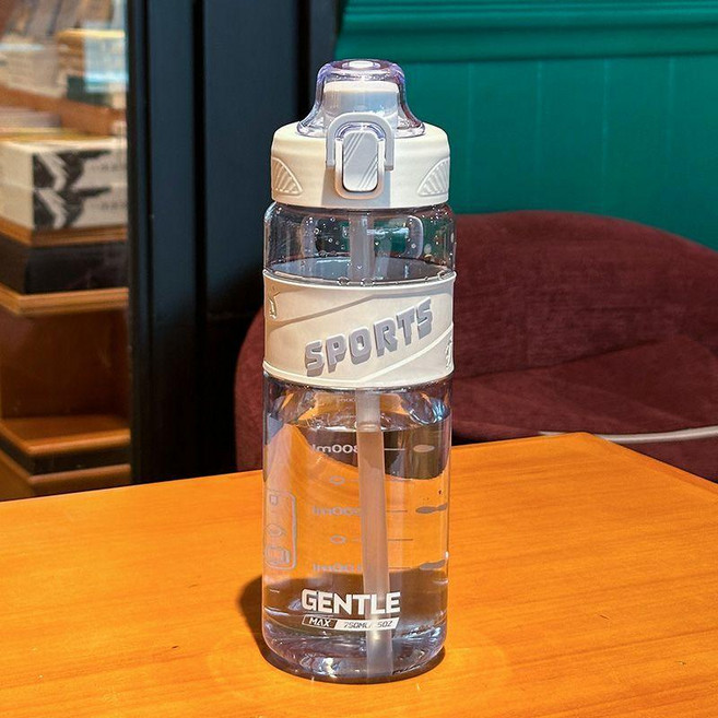 750ml運動水壺 大容量直飲水杯 韓版簡約便攜新款, 易椒藍【750ml】,杯子+杯刷吸管刷, 1個