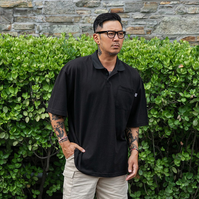 러기드하우스 케인즈 오버핏 반팔 PK-T 블랙