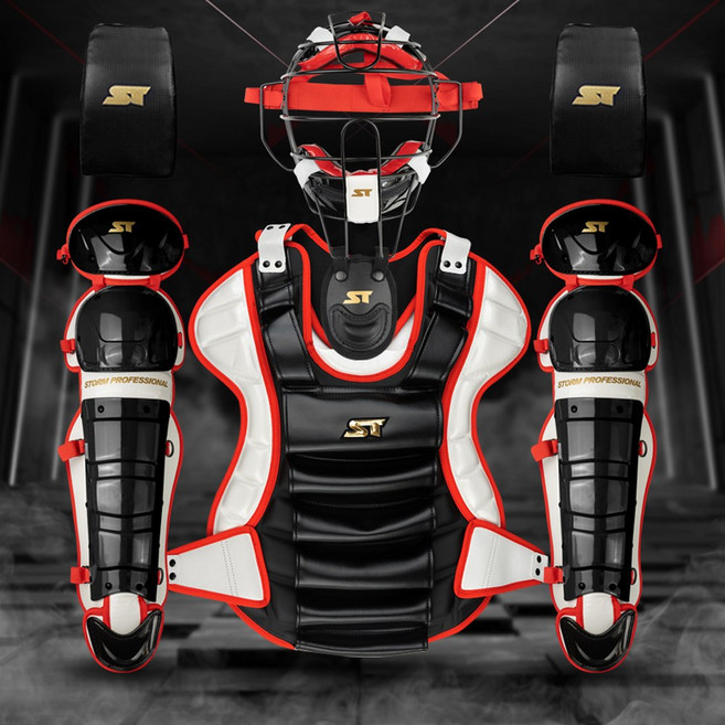 스톰 프리미엄 포수장비 세트 초경량 포수마스크 렉가드 분리형 블랙/화이트, 1개