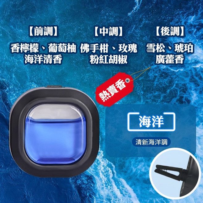 車用擴香夾 車載香薰 汽車香氛, 1個, 海洋