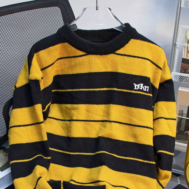 추동 스트라이프 니트 스웨터 남녀생 하라주쿠 트렌치코트M9017-P43