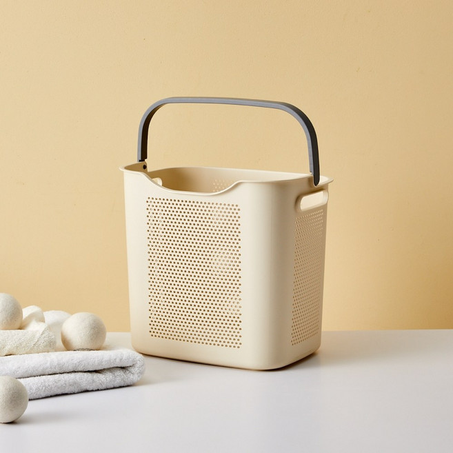 모던하우스 핸들이 있어 이동이 편한 빨래바구니 35L, 아이보리