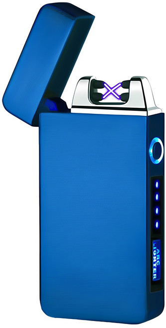 투데이리빙 고급 LED 플라즈마 전기 라이터 기프트 박스 세트 배터리 표시 USB 충전식 남자 선물용 아크 스파크 라이타 남성 이색 특이한 선물, 블루, 1세트