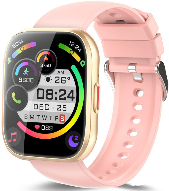 Donerton P114 통화가능 GPS 블루투스 스마트워치 스포츠 워치 대화면 한글판, GPS + 블루투스, 4.3cm, 핑크색