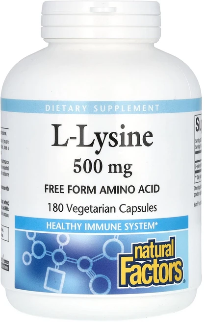 네츄럴팩터스 L-라이신 500mg 베지 캡슐 180정, 4개 - 쿠팡