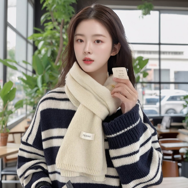 STYLEEZE 심플 포근한 니트 감성 쁘띠 머플러 넥워머 무지 여성스카프 남자목도리
