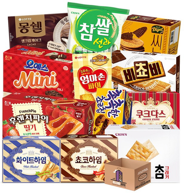 몽쉘 후렌치파이 하임 비쵸비 선과등 12종구성 사무실 간식 과자세트, 1세트, 1개