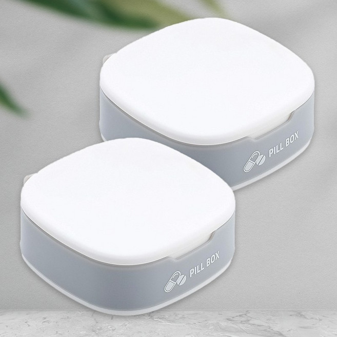 디모어 컴팩트 데일리 미니 포켓 휴대용 알약케이스, 2개, 화이트