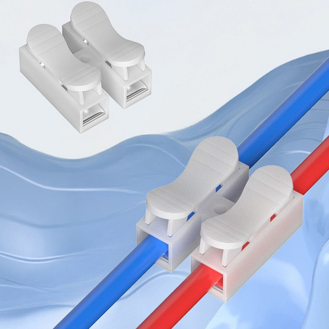 2P 원터치 전원 전선 연결 단자 조명 원터치 커넥터 2p 전선연결 압착 단자 터미널 배선 커넥터 접속, 10개