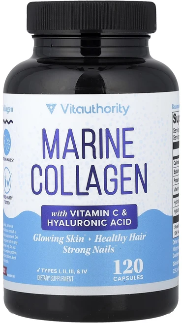몸관리하세요 겨울입니다 Vitauthority 해양 콜라겐 비타민C 및 히알루론산 함유 캡슐 120정 특별관리진행, Vitauthority해양콜라겐비타민C및히알루론산함유캡, 1개 - 쿠팡