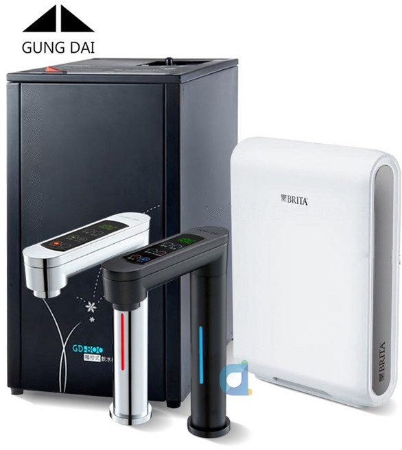 宮黛GD-800 觸控櫥下型冰冷熱三溫飲水機, BRITA X6超濾淨水器,消光黑, GD-800, BRITA X6超濾淨水器