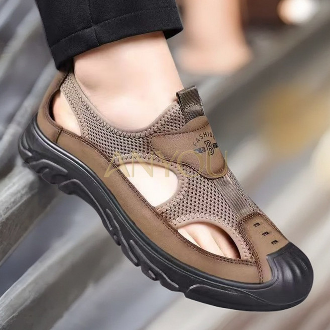 남성용 통기성 샌들 - 캐주얼 아웃도어 휴양지 신발 (소프트 밑창)