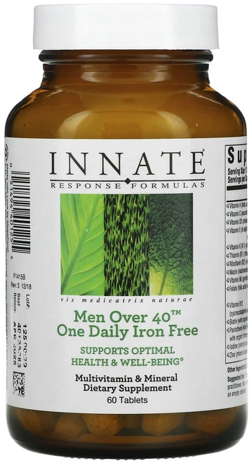 INNATE Response Formulas Men Over 40 One Daily Iron Free 인네이트 리스폰스 포뮬라 맨 오버 40 원 데일리 60정, 1개 - 쿠팡