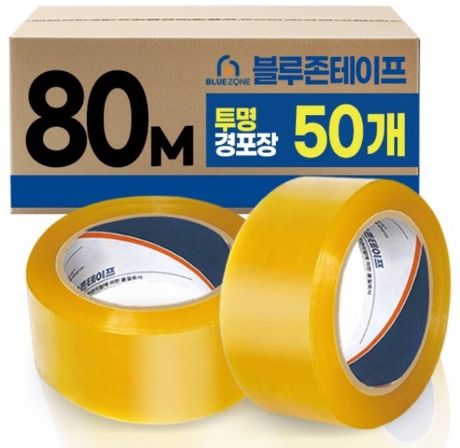 블루존테이프 80M 투명 박스테이프 x 50개입, 50개