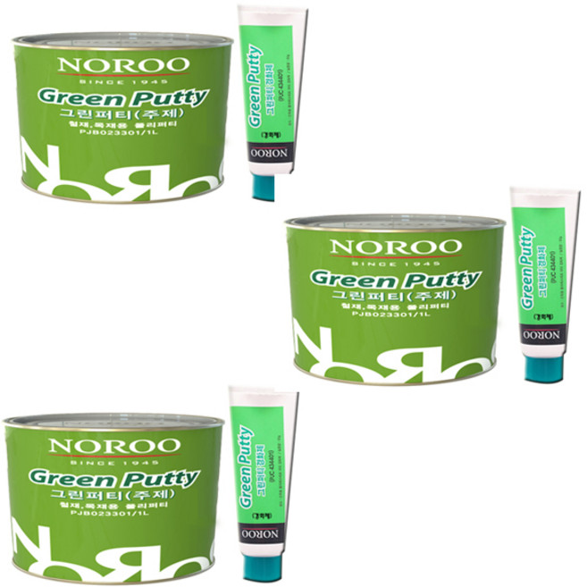 노루페인트 목재 철재 자동차용 보수제 그린퍼티 1L, 3개