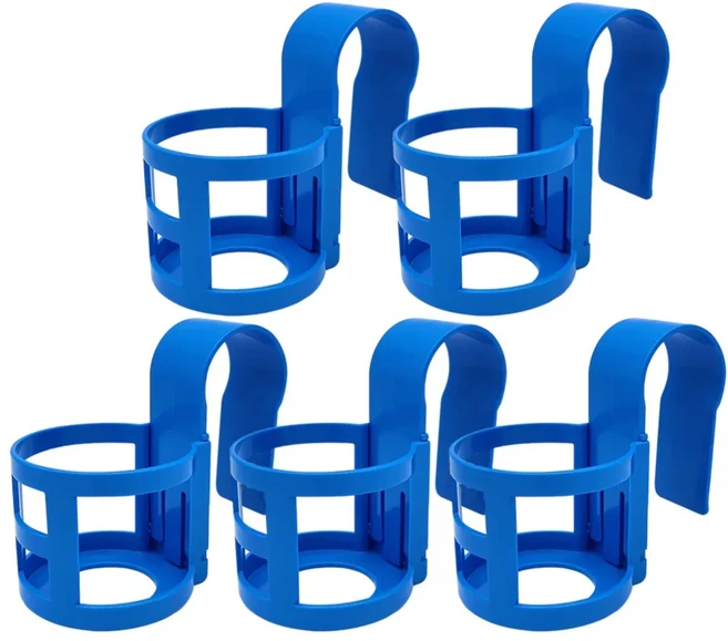 지상 수영장용 풀사이드 컵홀더 흘림 음료 최대 2인치 두께의 탑바에, 10 Blue 5PCS