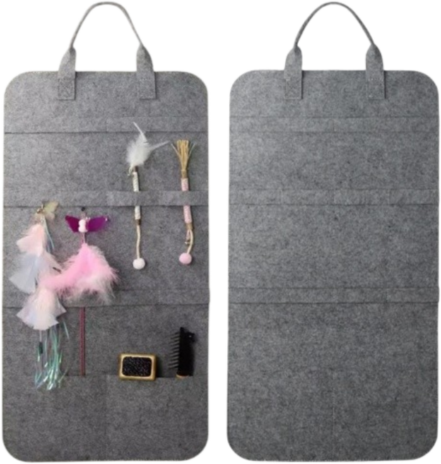 똥고냥 고양이 장난감 낚시대 보관함 걸이형 거치대, 그레이, 2개