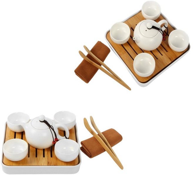WSstore 여행 다도 다기세트 (차판 화이트) 휴대용다기세트, 단일, 1세트