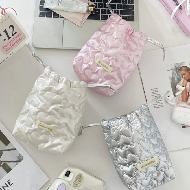 엘리무아 샤이닝 라운드 화장품 파우치/다용도 가방