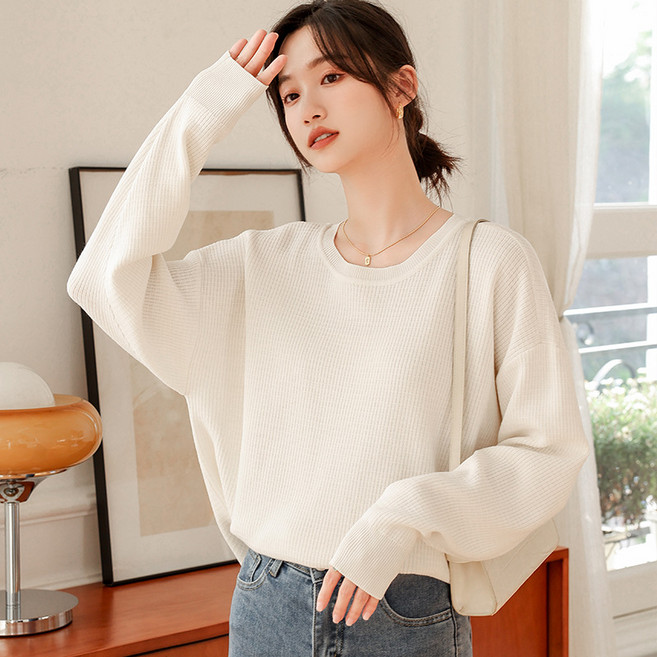 XWEET 니트 티셔츠 니트 여장 분위기 숙녀 슬림핏 날씬해 보이고요