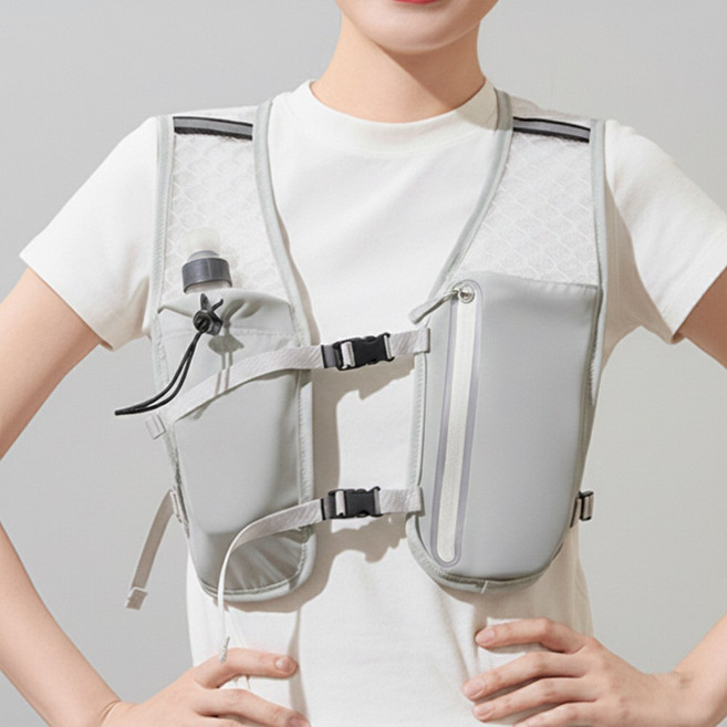 루크 남녀공용 트레일 러닝 조끼 트레킹 백팩 경량 등산 베스트 아웃도어 초경량 가방 남성 여성 여름 마라톤 배낭 멀티포켓 지퍼 반사판 여행 가을 조깅, 그레이