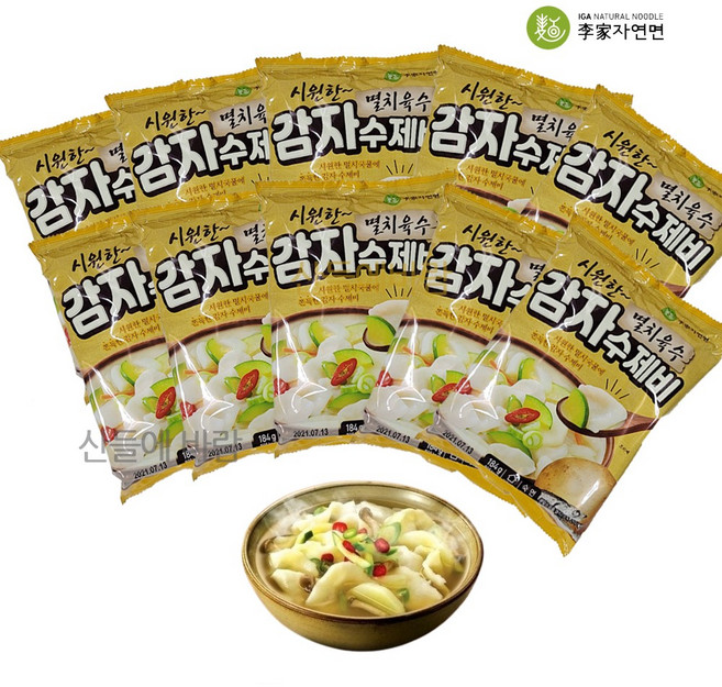 코스트코 멸치육수 감자수제비 라면처럼 끓이기/ 미니약과 1개 증정, 184g, 10개