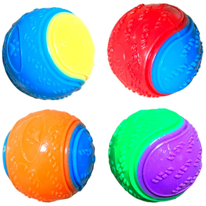 MAAH 중형견 강아지 삑삑이 고무 볼 장난감 4종 세트, 4개, 혼합