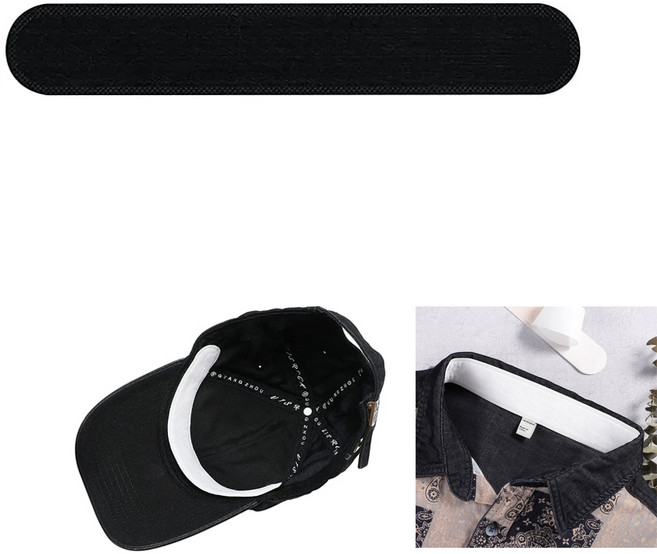 모자 땀 흡수 패드 다용도 패드 셔츠 칼라 화장품 썬크림 캡가드 모자패드 오염 방지, 다용도 땀 흡수 패드 검정, 1개