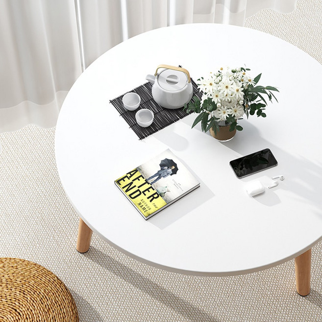 실버미어 미니 다용도 사이드 좌식 원형 테이블 책상