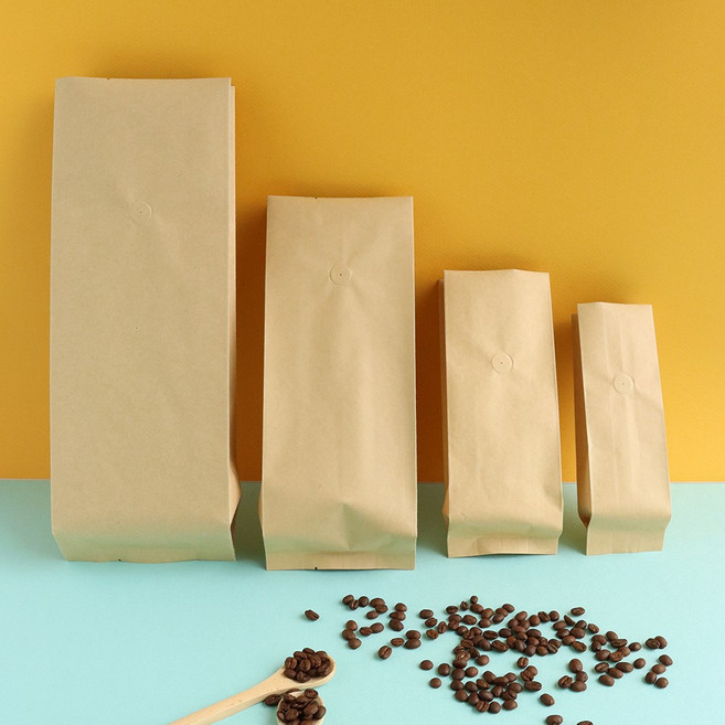 이지포장 크라프트 M자형 커피 원두 봉투 100g (4종류-50매) 소분 포장용, 50매