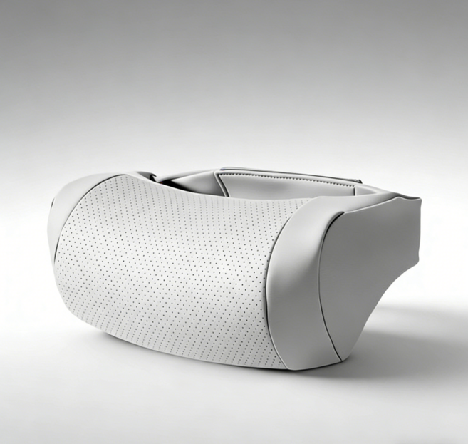 Whh 차량용 가죽 목편한 프리미엄 목쿠션, 2개, 연그레이