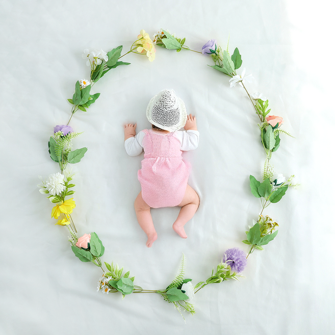 케이트가든 아기 촬영 수국 조화 4세트 50일 100일촬영 소품, 1개, 화이트+옐로+핑크+샴페인