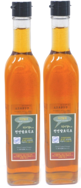 지리산 메뚜기쌀로 빚은 두곡막걸리 천연발효식초(두곡양조장)-[원산지: 경상남도 산청군], 2개, 500ml