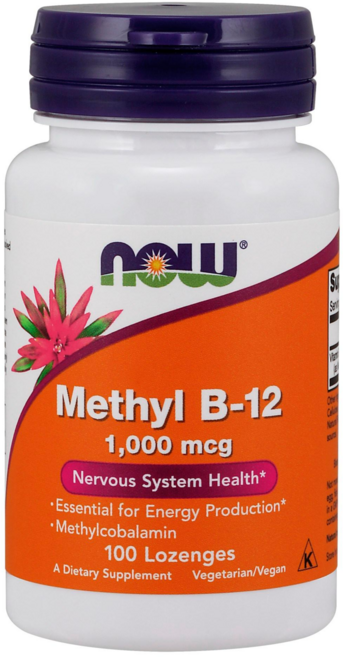 NOW Foods 甲基B-12 1000mcg素食口含錠, 100顆, 1罐