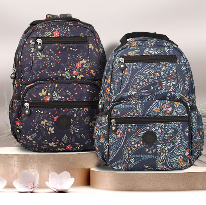 서우리몰 엄마 여성 중년 할머니 꽃무늬 화려한 가슴벨트 가벼운 어깨 편한 캐주얼 여행용 백팩 배낭 가방 나일론 천가방 나들이 짐가방