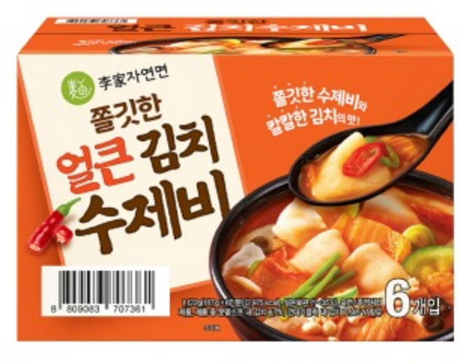이가자연면 쫄깃한 얼큰 김치수제비 187g x 6, 6개