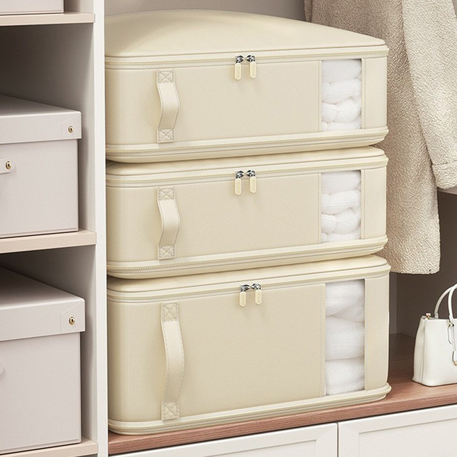 아크디 부피순삭 이불 겨울 의류 다용도 정리 압축 파우치, 2개, 크림