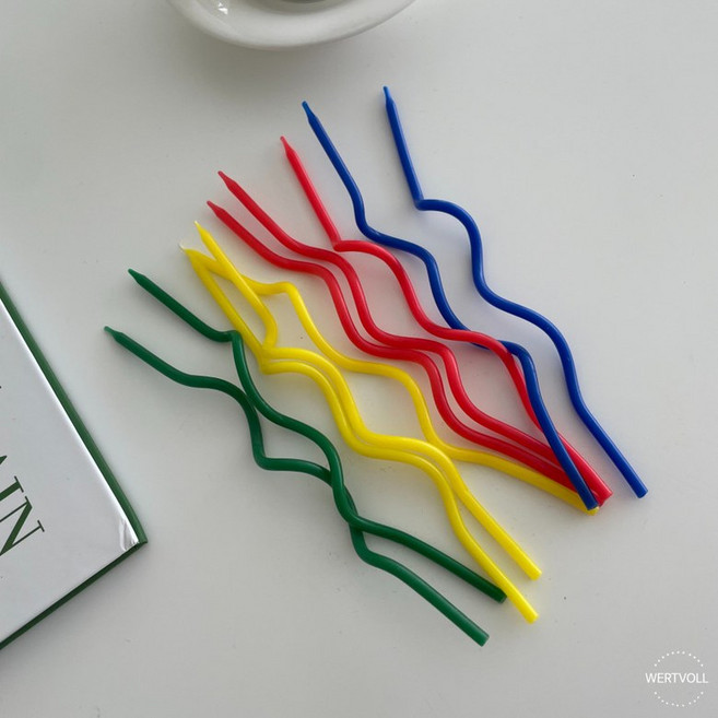 베르트폴 형광 꼬불이초 해피벌스데이 케이크 파티초 생일 특이한 예쁜초, 네온, 1개