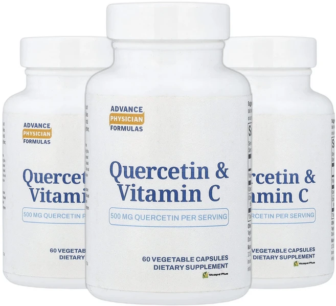 어드밴스피지션포뮬라 퀘르세틴 Quercetin 비타민C 500mg 베지 캡슐 60정 2+1, 3개 - 쿠팡