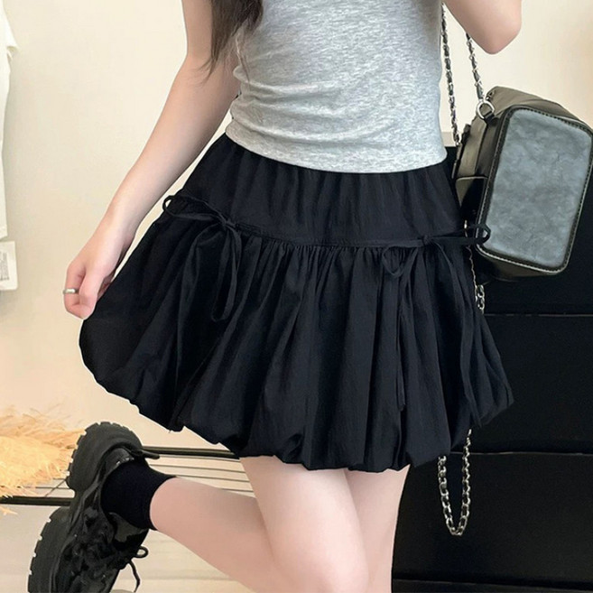 Toruva 어린이 귀여운 리본 미니스커트 퍼프 스타일 디자인 14세 이상