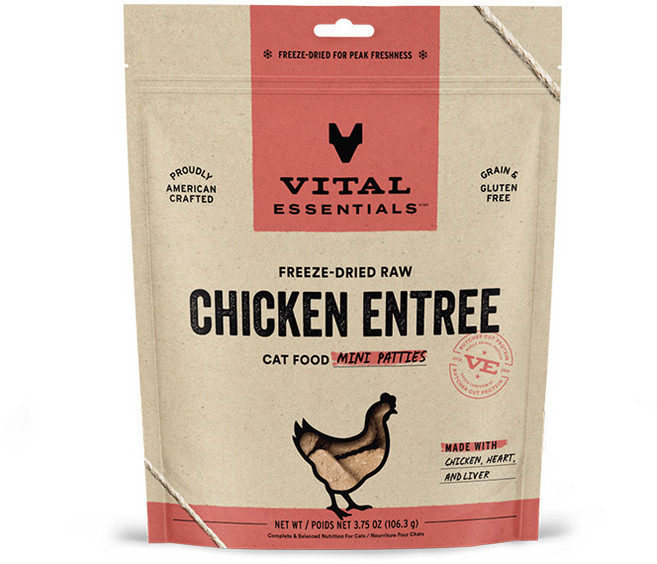 VITAL ESSENTIALS 凍乾生食 雞肉牛肉迷你方塊排 貓食品, 106g, 1個