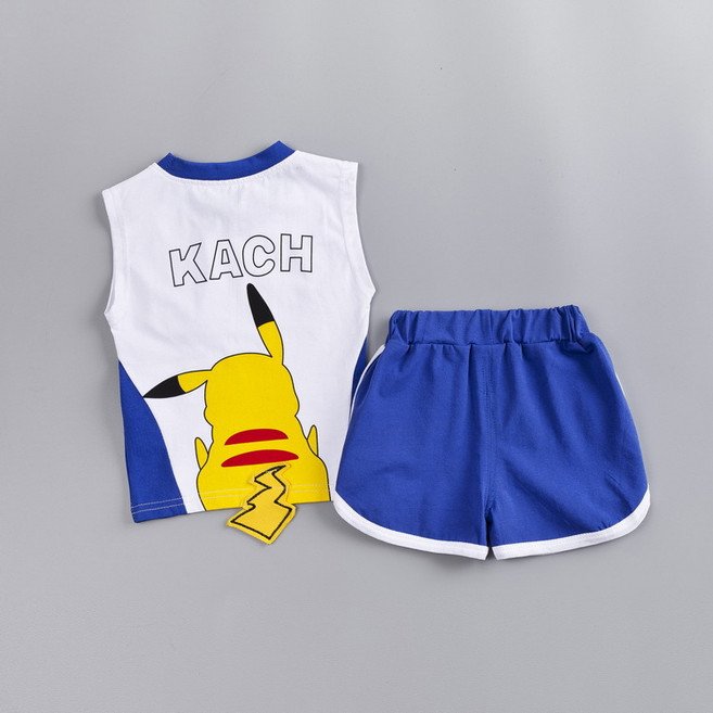 어린이 세트 2021 년 여름 새 소년 만화 조끼 세트 어린이 민소매 코튼 반바지 투피스 세트