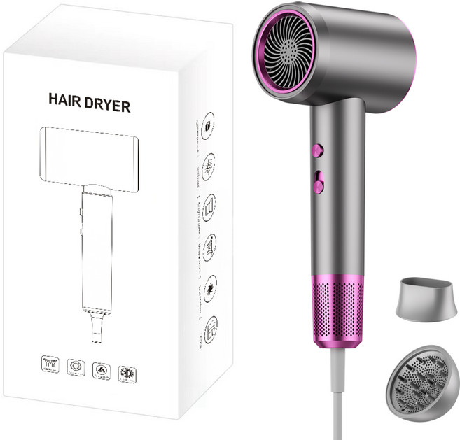 콜콜러브 전문가용 초경량 빠른 건조 파워 헤어드라이기 2000W, 그레이