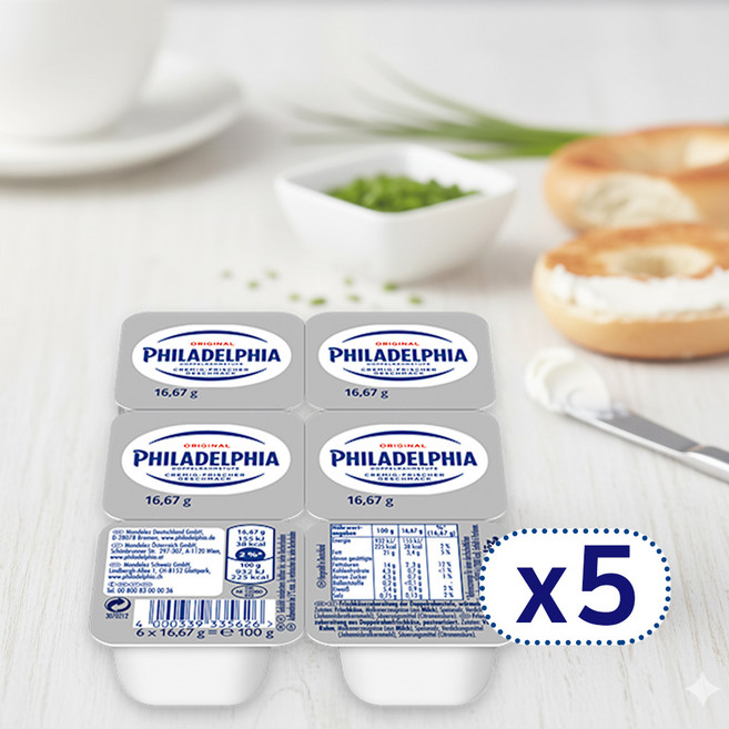 필라델피아 포션 미니크림치즈 16.67g, 100.02g, 5개